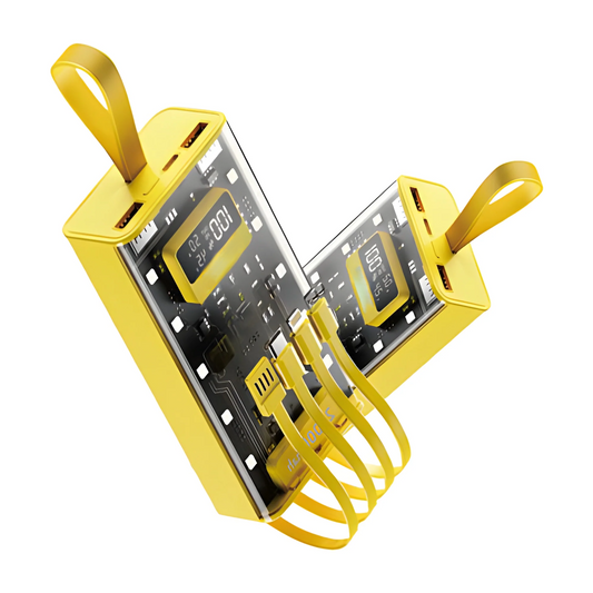 Transparent Power Bank 20000mah 66watt Fast Charging In Built Wires